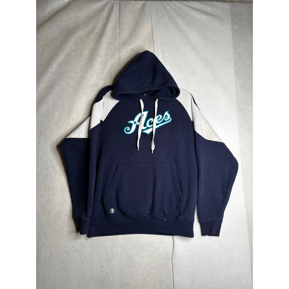 Holloway Aces Hoodie Navy Blue White Raglan Sweatshirt Mens Medium‎ 229548